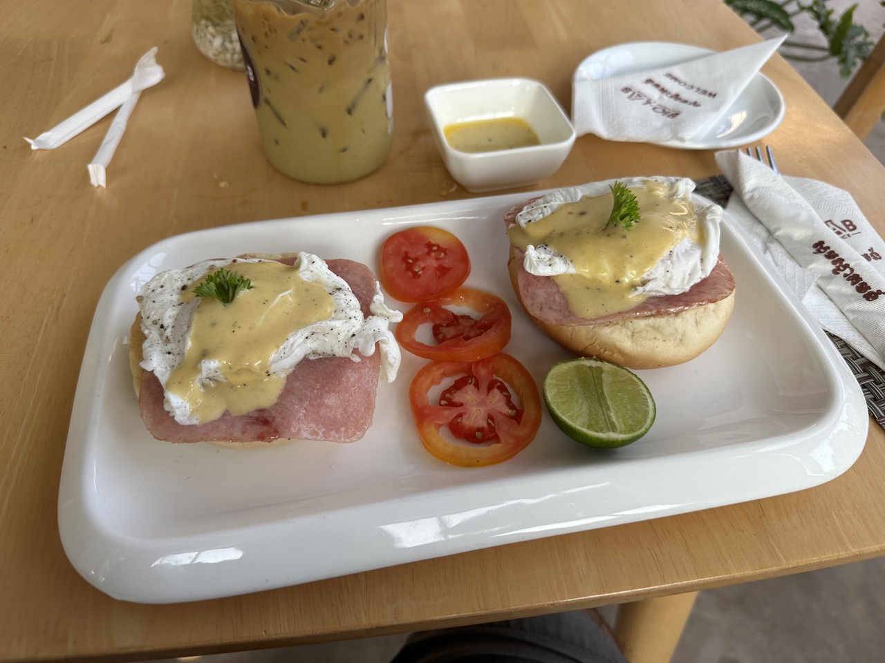 A delicious eggs benedict breakfast