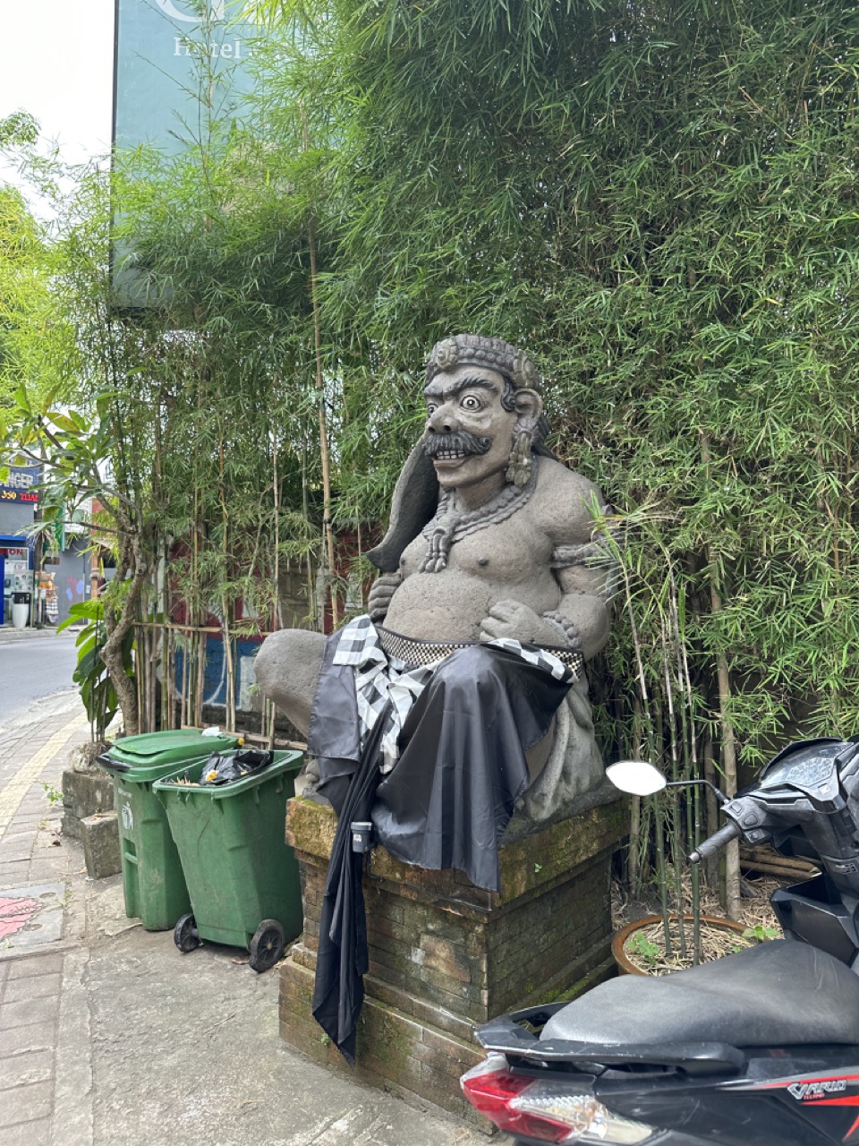 You can find these bedogol, or guardian statues, everywhere in Bali. They are often given sarongs (traditional balinese clothing) to wear