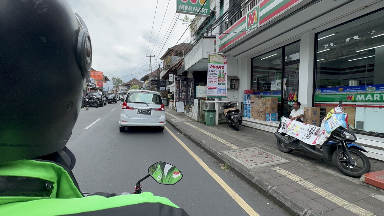 First-person view riding a Grab Bike