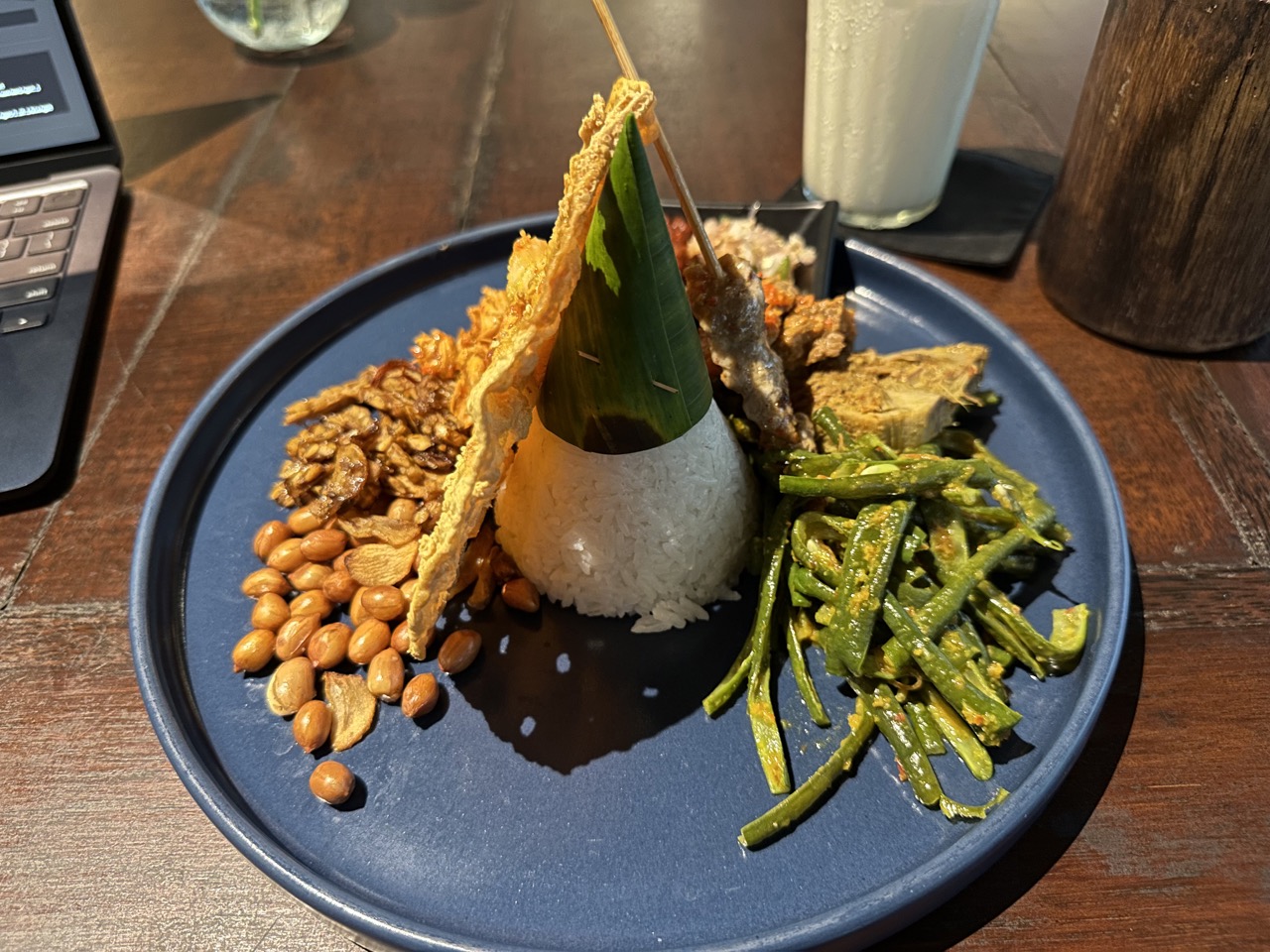 Nasi campur (rice served with an assortment of meats and sides)