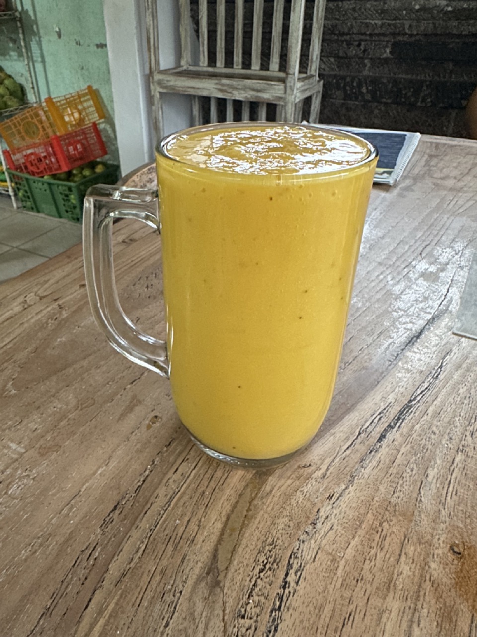 Banana, mango, and pineapple juice at Coconut Kitchen