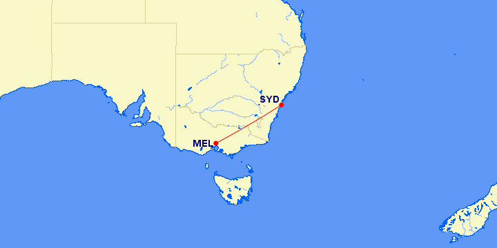 Today's flight from Sydney to Melbourne on Virgin Australia (VA826). It is scheduled for 90min