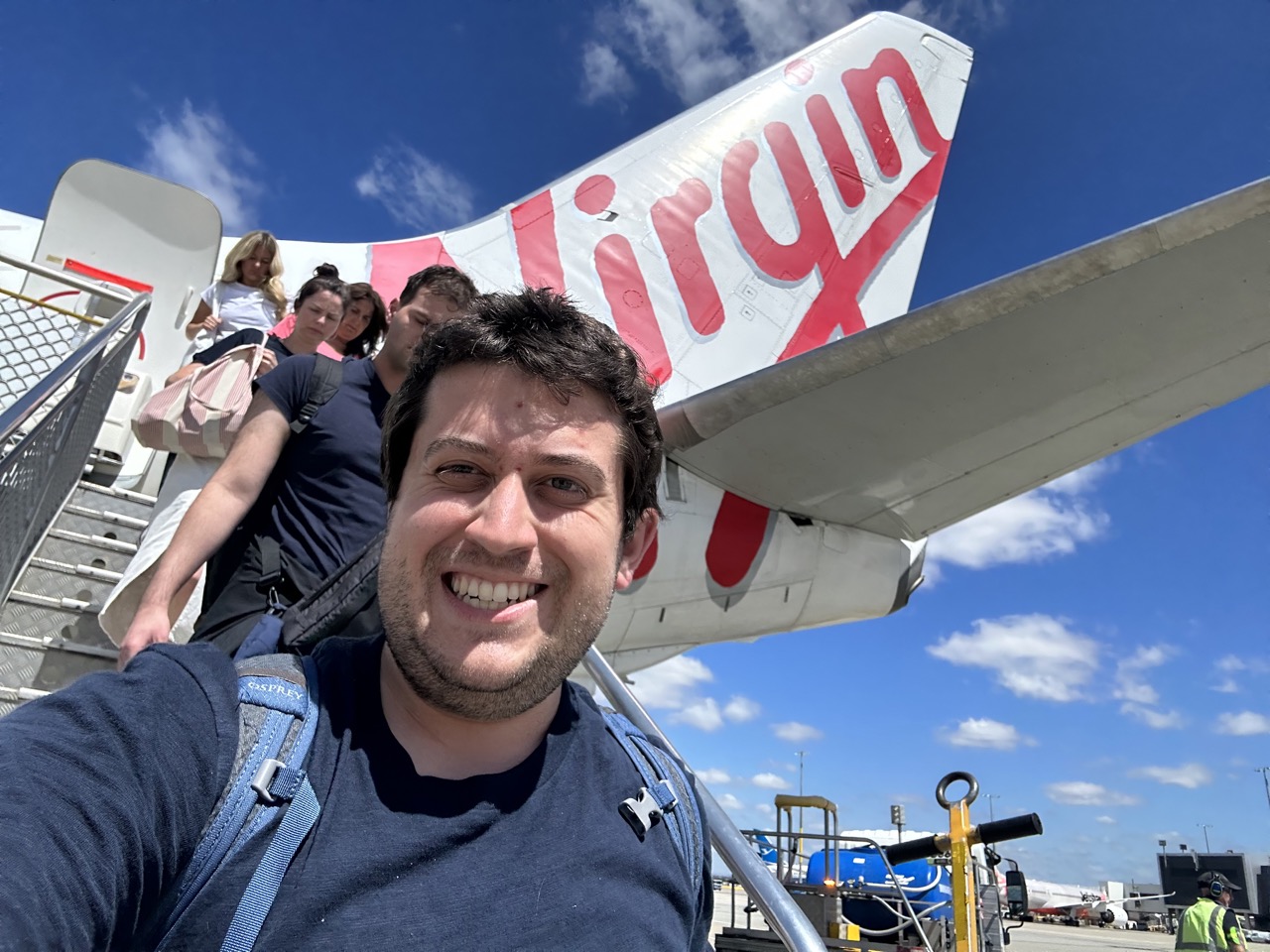 Deplaning at Melbourne through the rear stairs