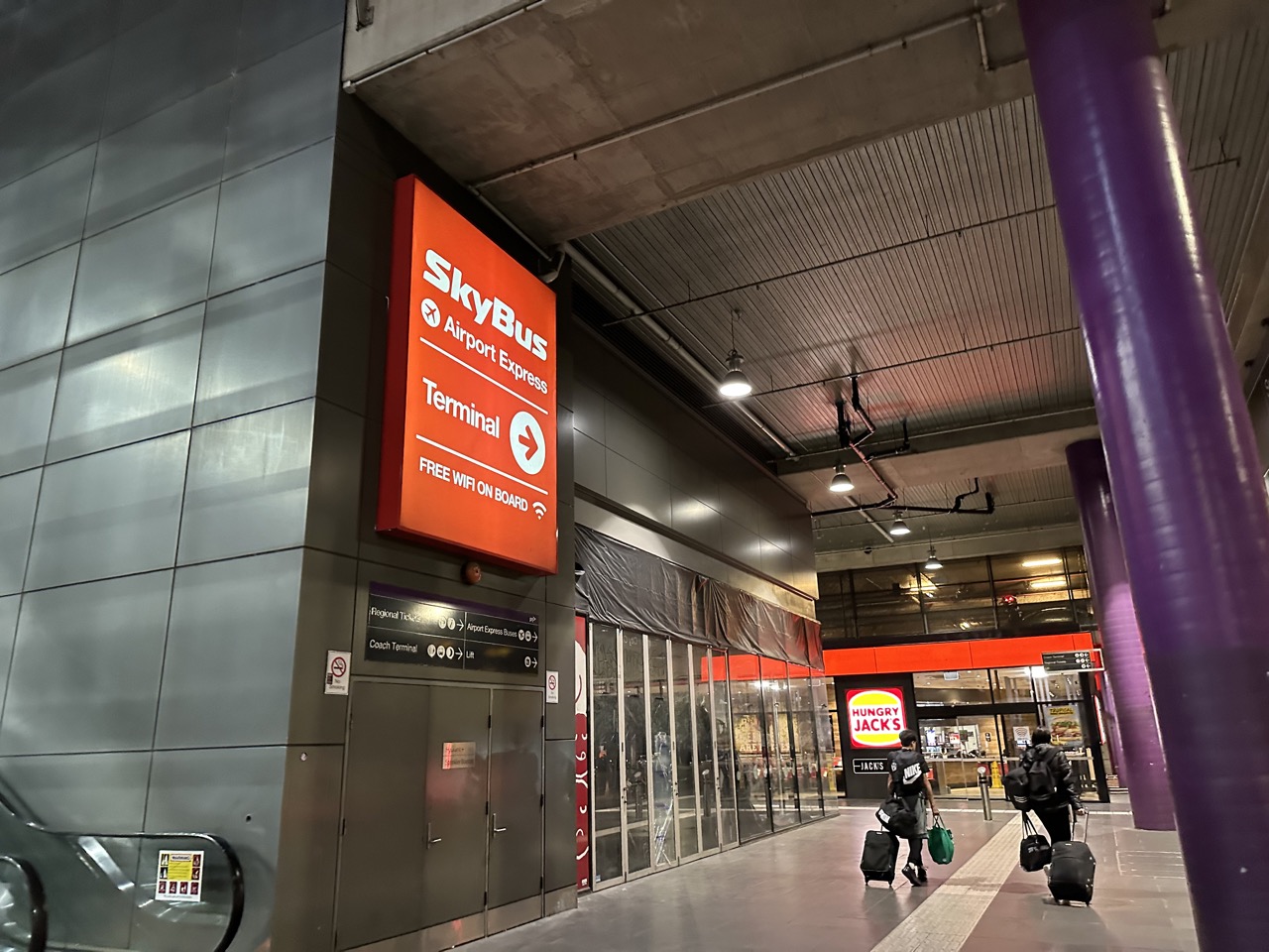 Signage makes it easy to find the SkyBus departures at Southern Cross Station