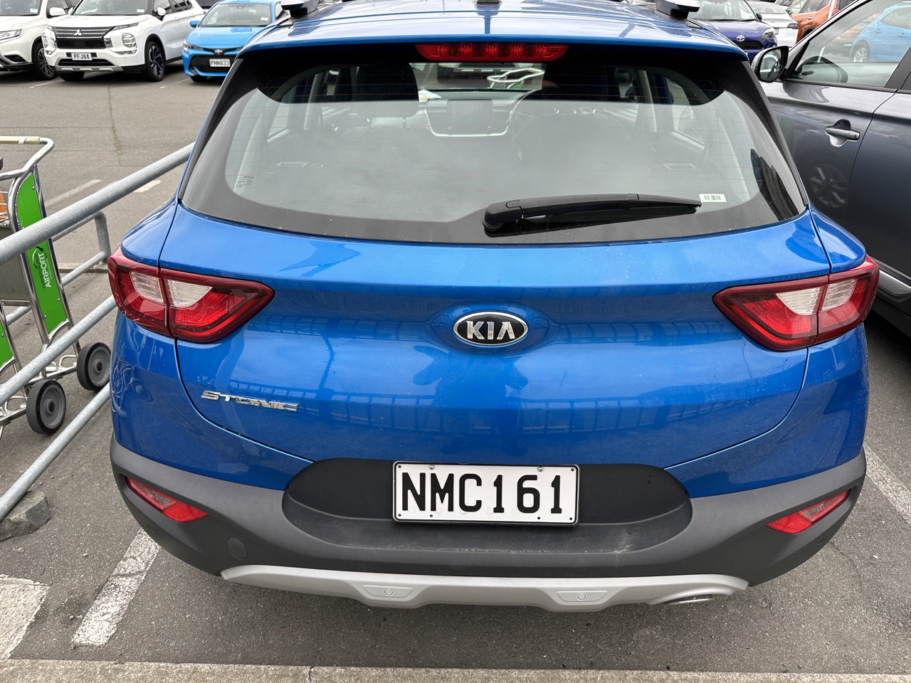 My rental car for the south island, a bright blue Kia Stonic