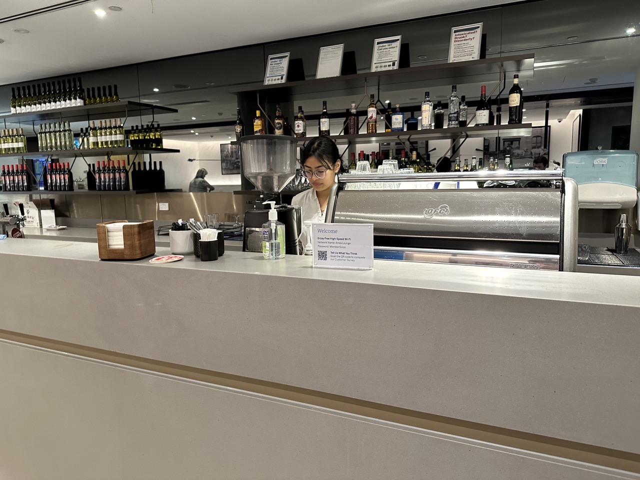 The Centurion Lounge features a barista bar so you can get freshly made coffee