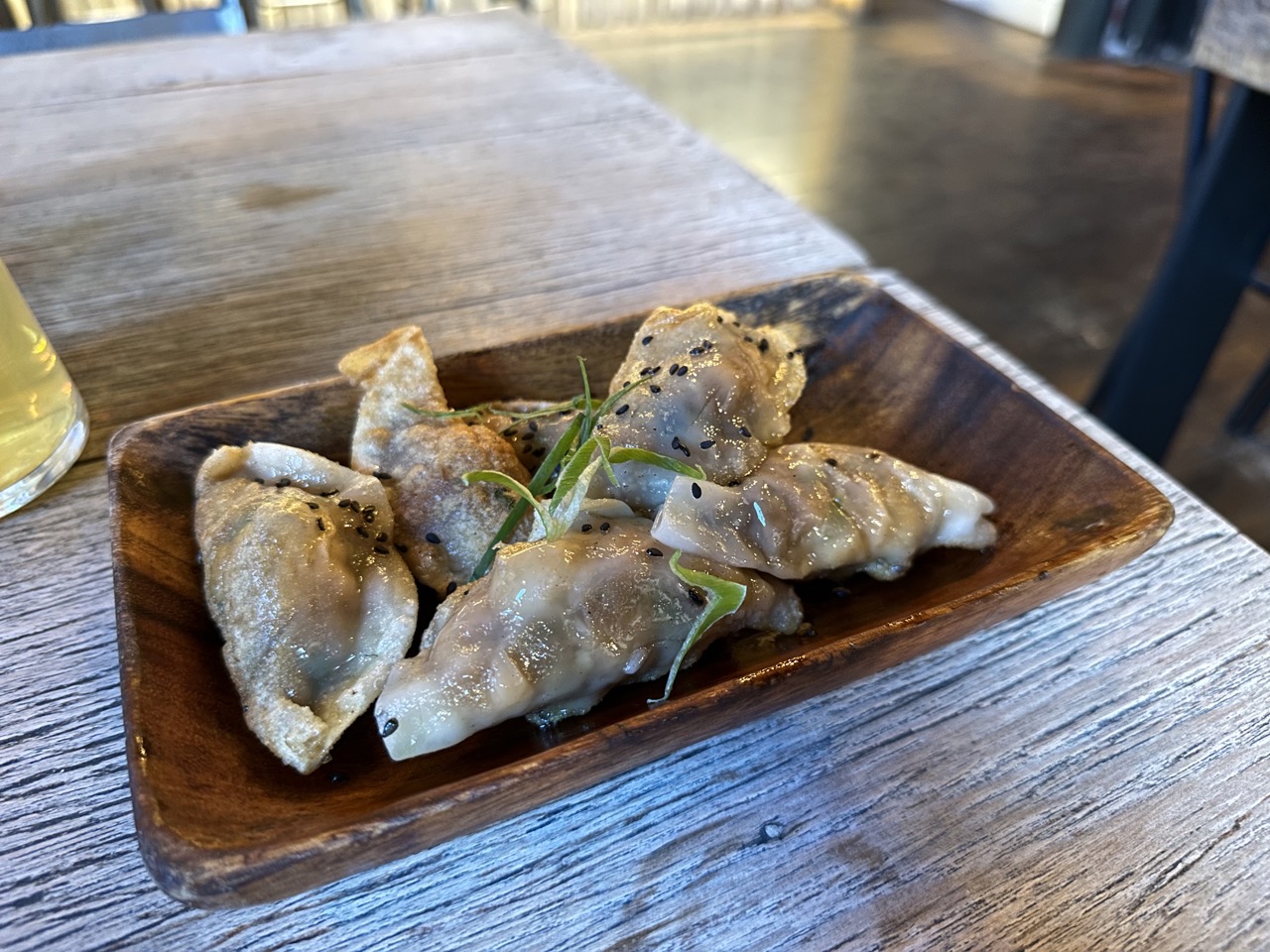 Pork, spinach, ginger, and garlic potstickers