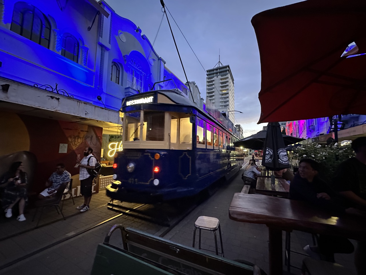 You can have dinner on a scenic tour of Christchurch aboard this tram