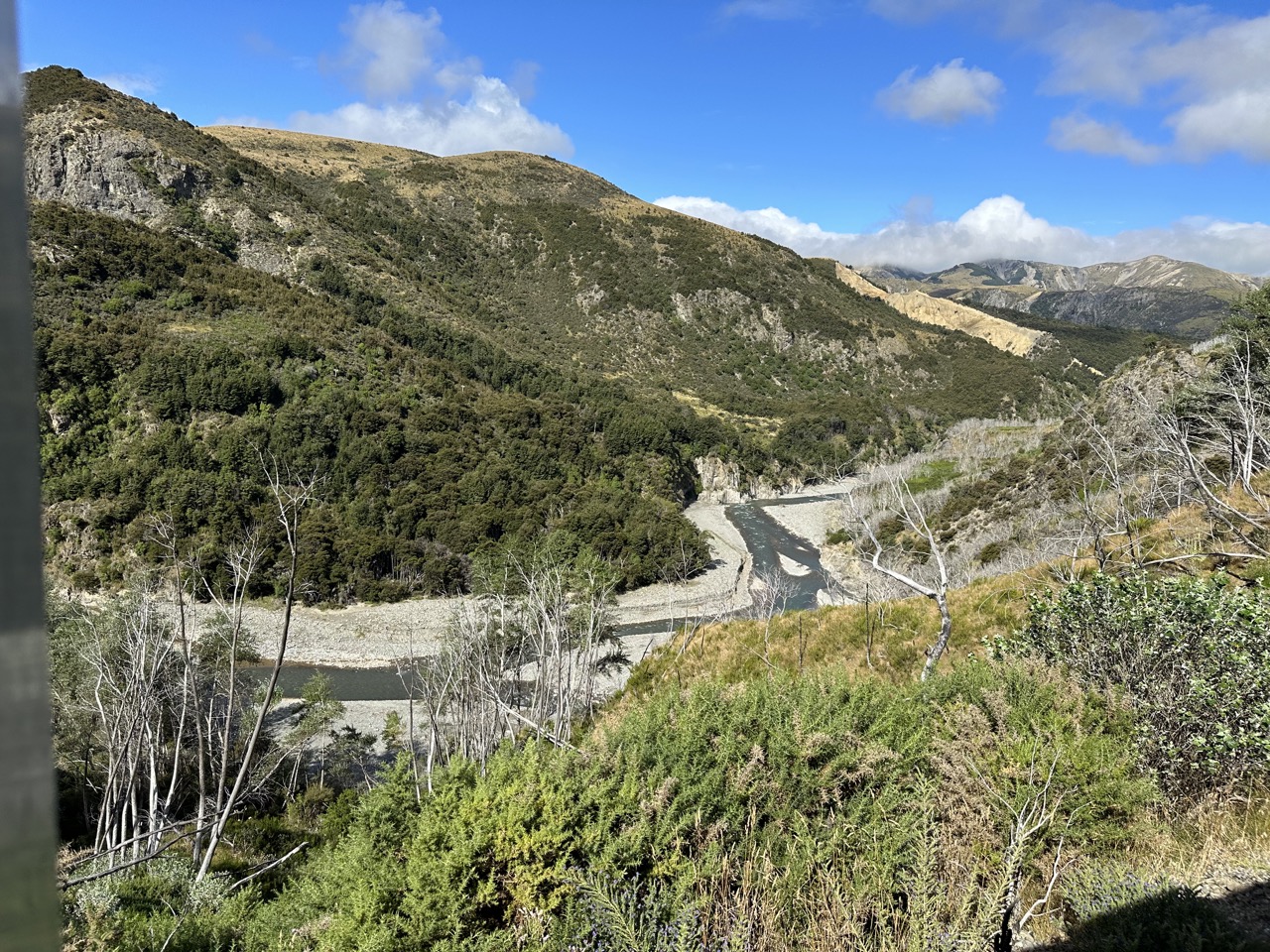 A beautiful view of a gorge about half an hour west of Springfield, before we got to boring Canterbury plain