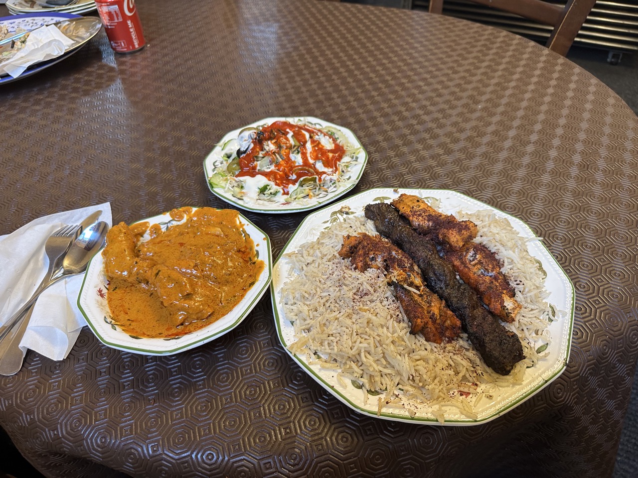 The Afghani food was absolutely delicious, and I got an extra chicken kabob