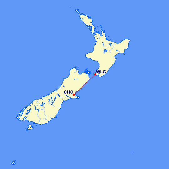 Today's flight from Christchurch to Wellington on Jetstar (JQ286). It is scheduled for 50m