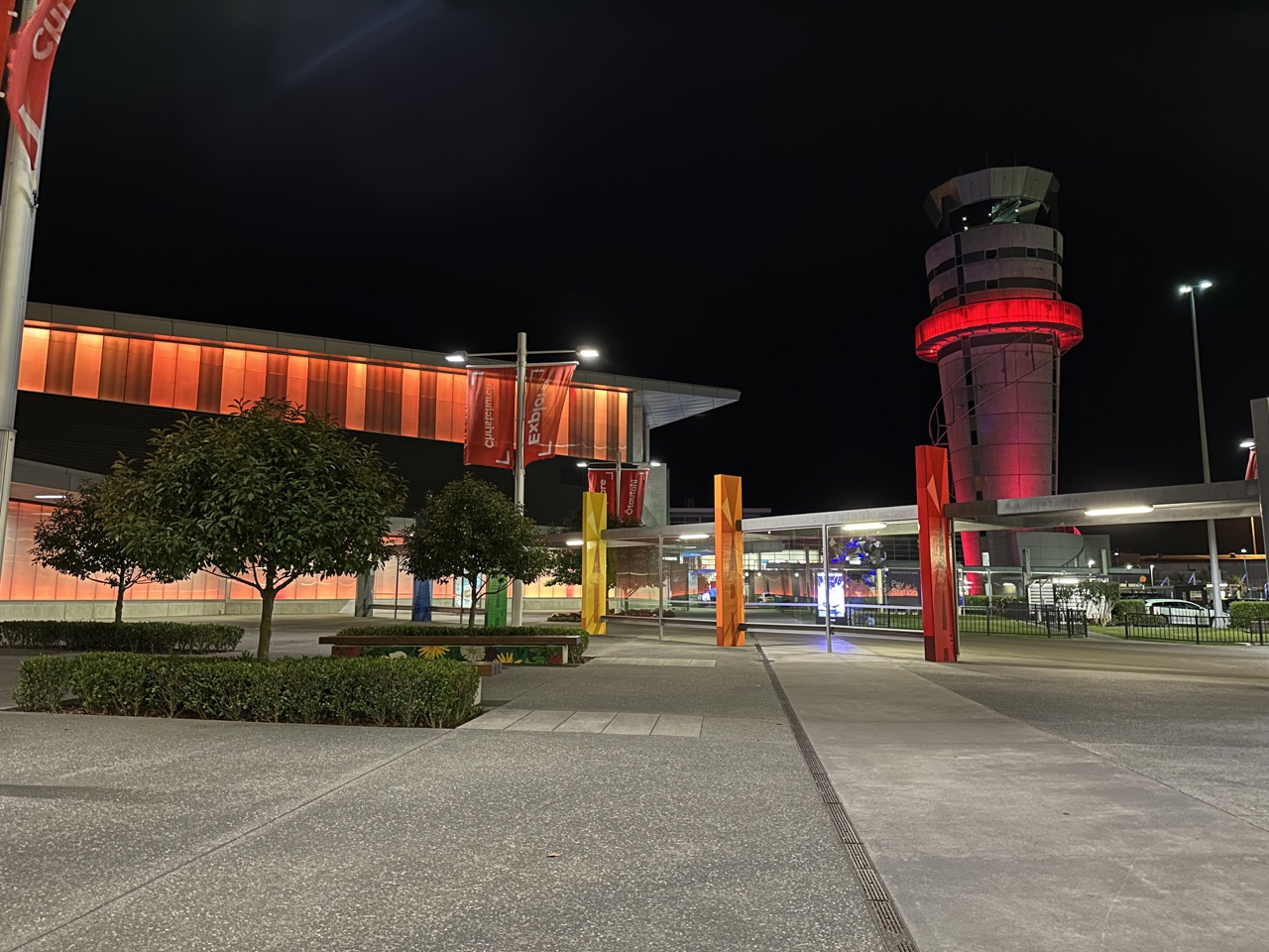 Outside of Christchurch Airport before sunrise