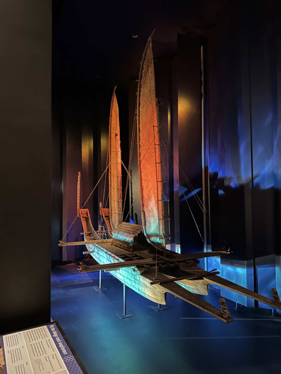 An exhibit talked about pacific islander history and showcased many different types of watercraft