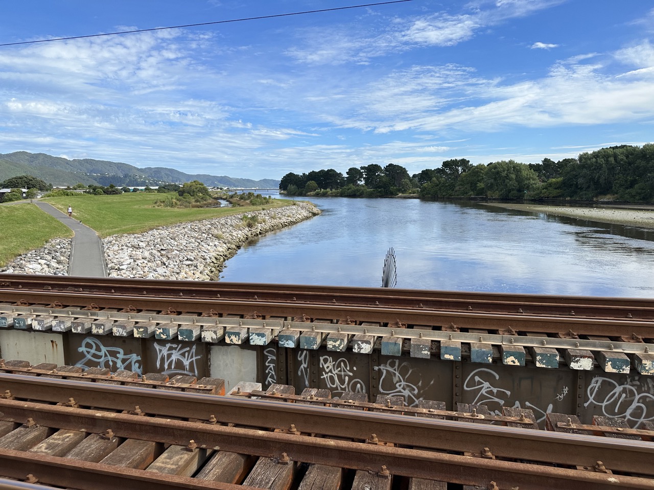 I walked down to a railroad bridge and crossed on it before heading back towards the harbor