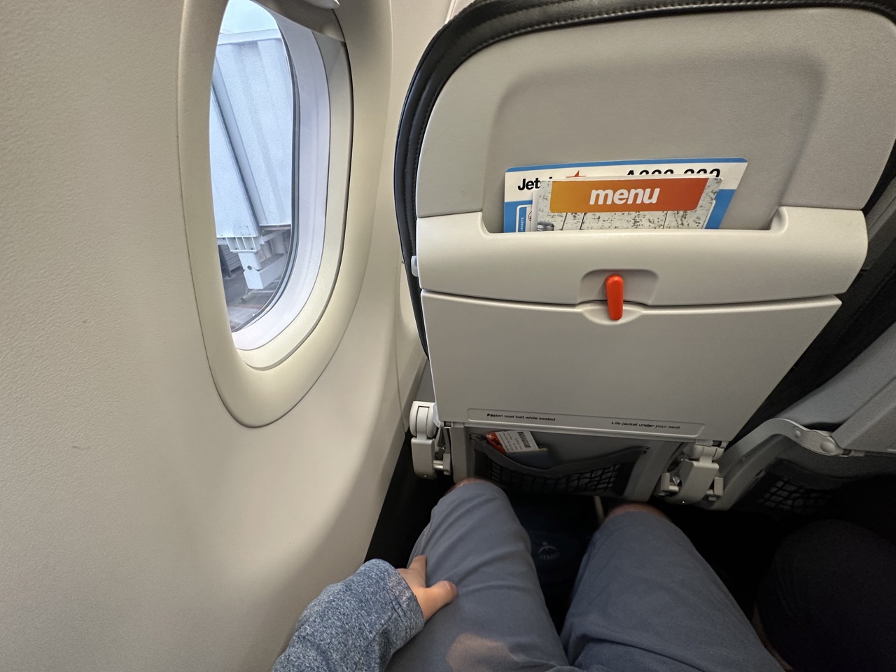 Jetstar does not give a lot of legroom, but the flight is very short