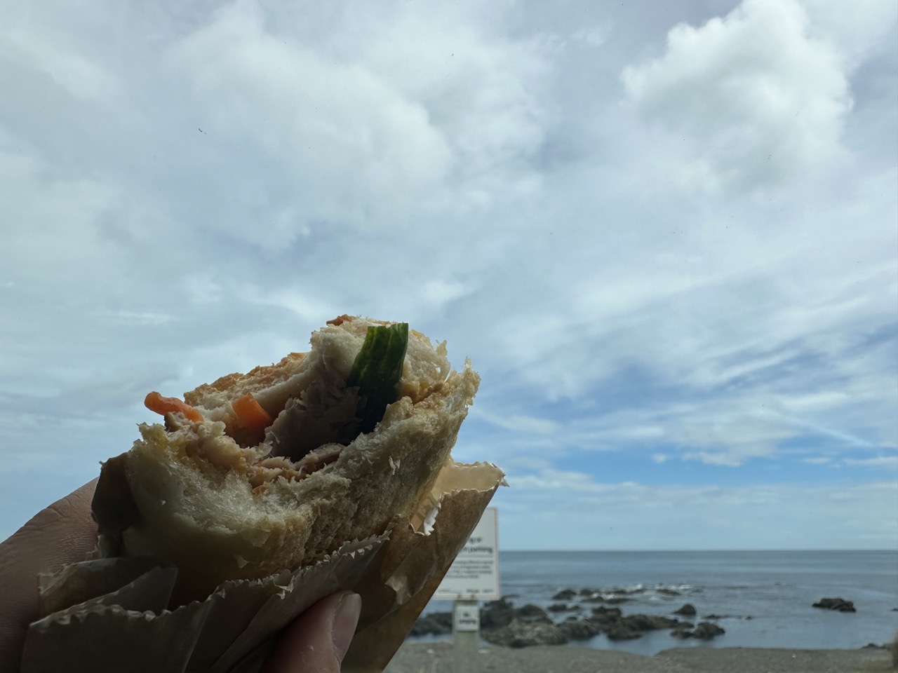 I got back to the beach near my car and ate my Banh Mi, it was a good post-walk snack