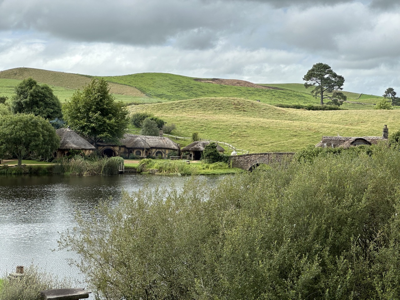 View of the Green Dragon Inn from across the lake