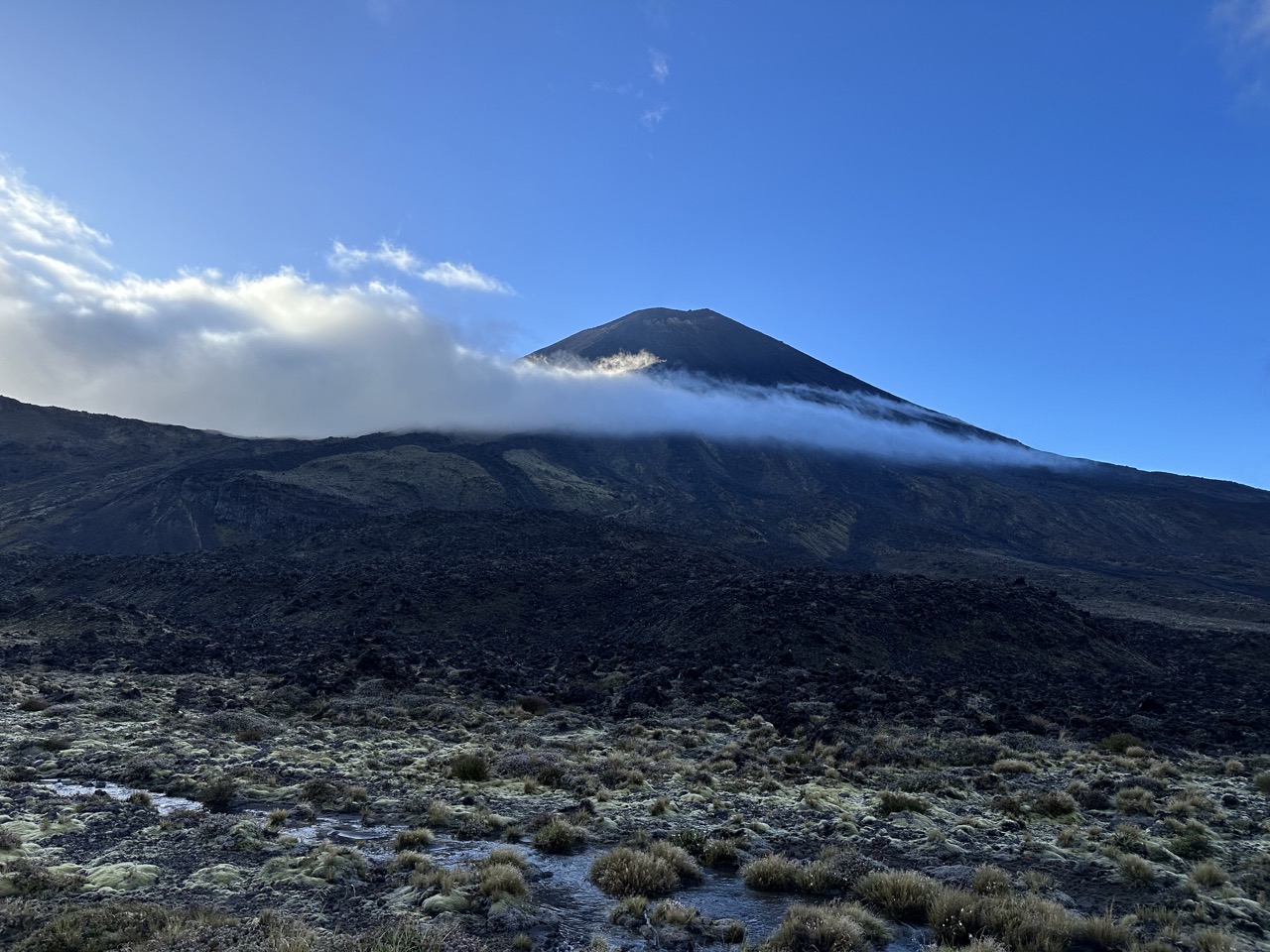 Ngauruhoe is just peaking above the clouds