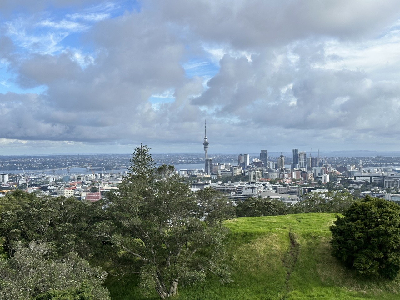 View of Auckland from the rim of Mount Eden