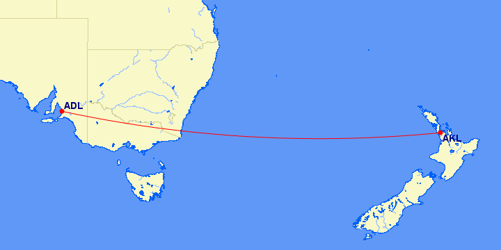 Today's flight from Auckland to Adelaide on Qatar Airways (QR915). It is scheduled for 4h55m