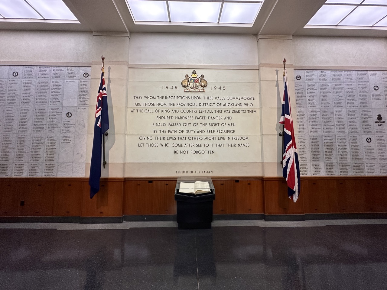 Book of names at the Auckland War Memorial