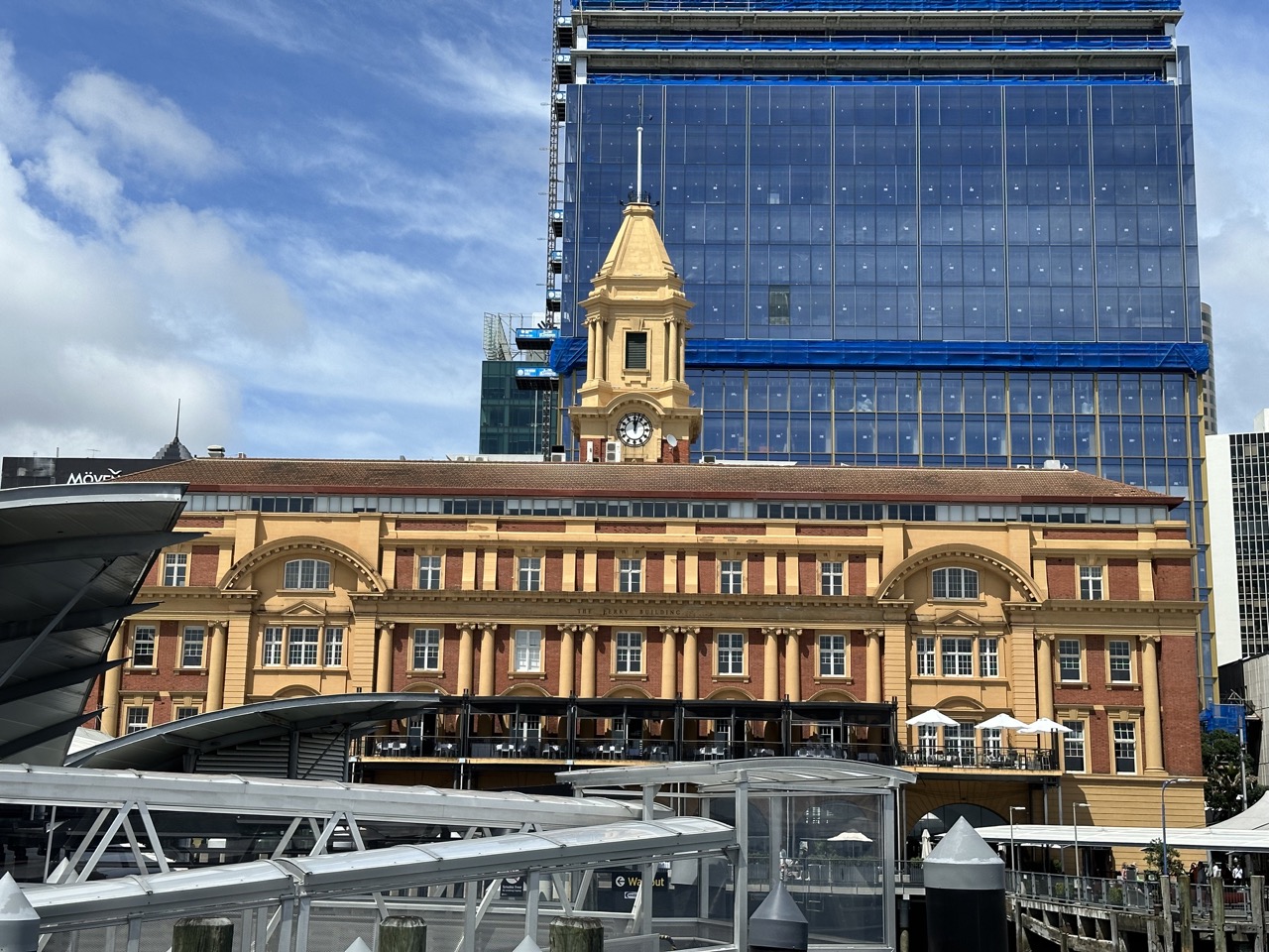 The Auckland Ferry Terminal as seen from the back of a ferry