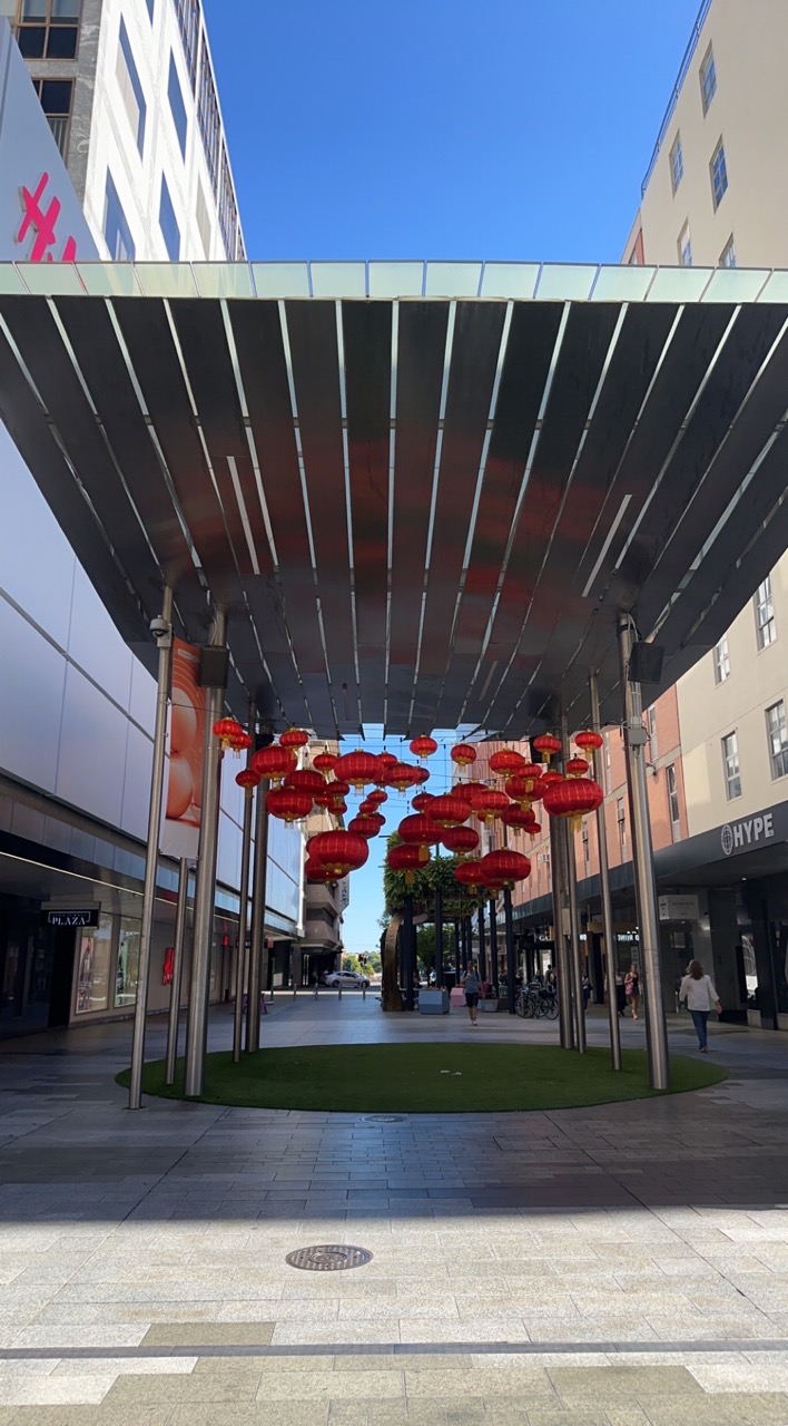 Lantern Festival decorations and Rundle Mall