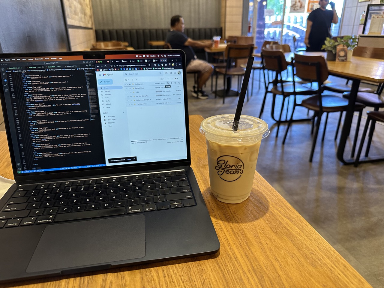 I went to Gloria Jean's to use the wifi and get some work done. 