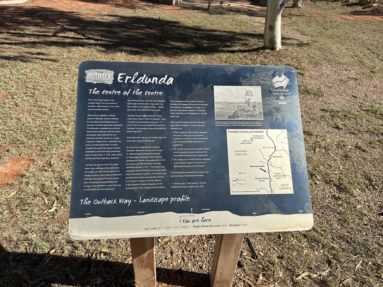 After driving for a couple hours we arrived in Erldunda, which claims to be the center of Australia