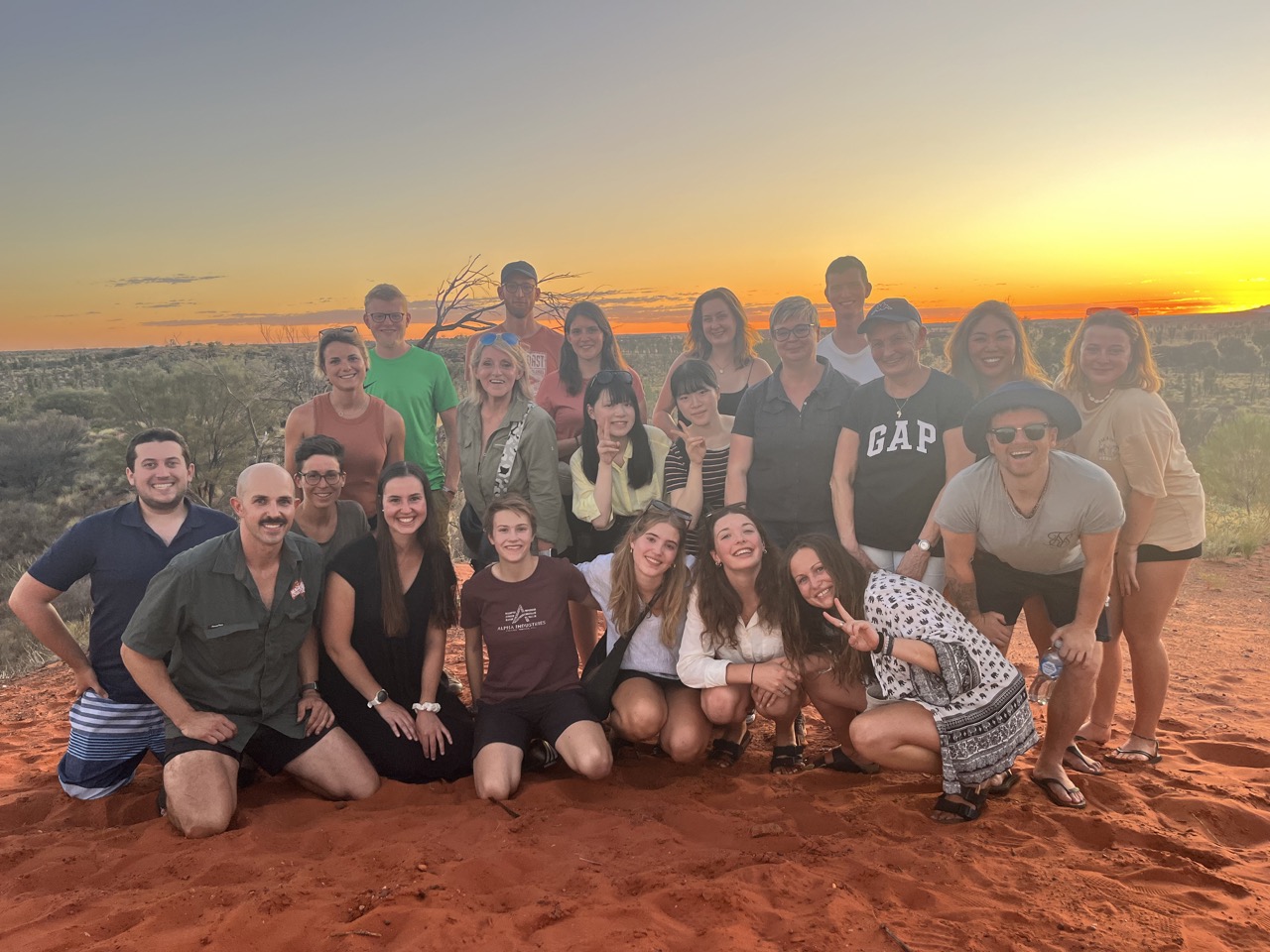 The whole group at sunset