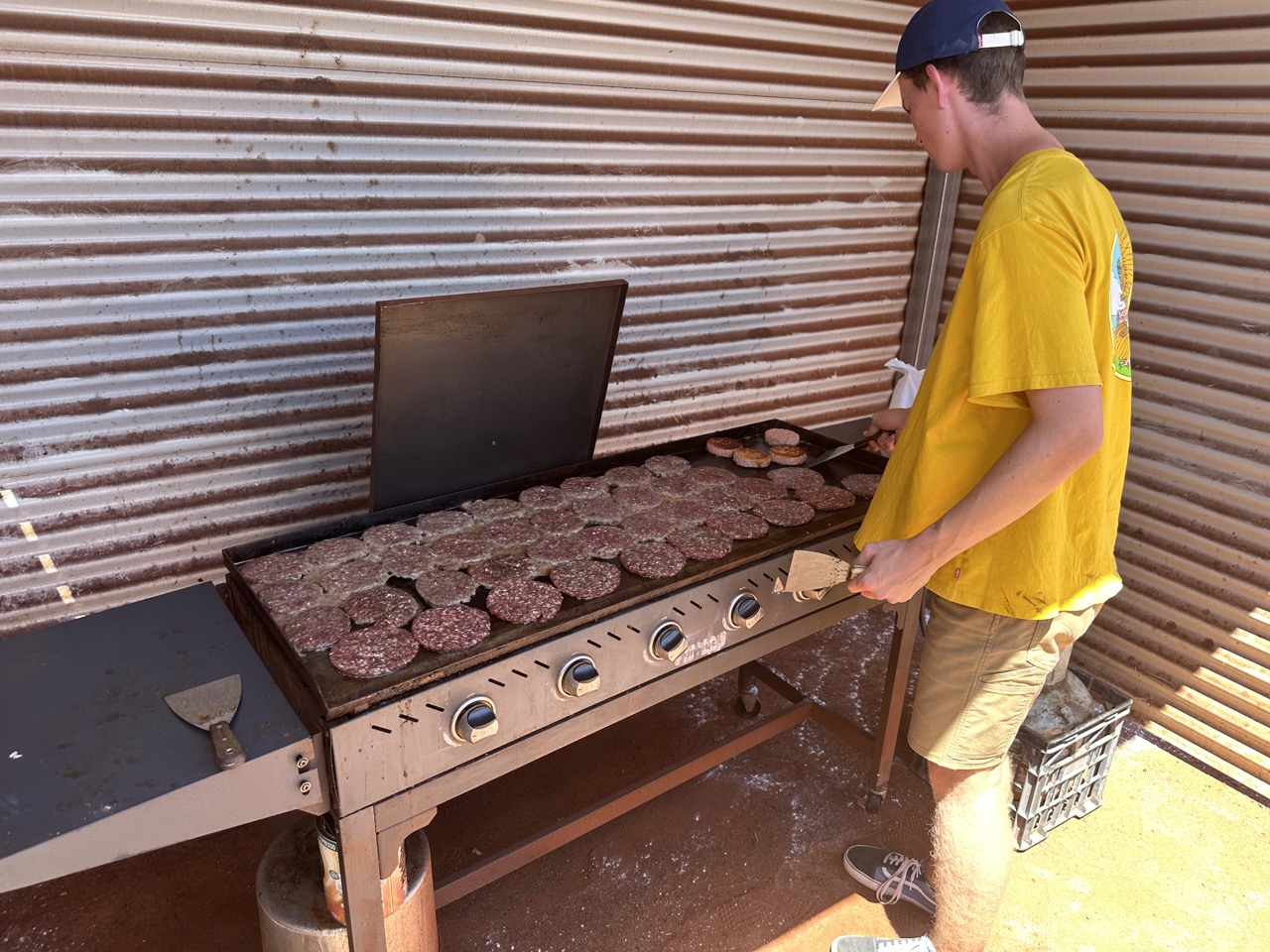 At lunch Nils and I barbecued some camel burgers