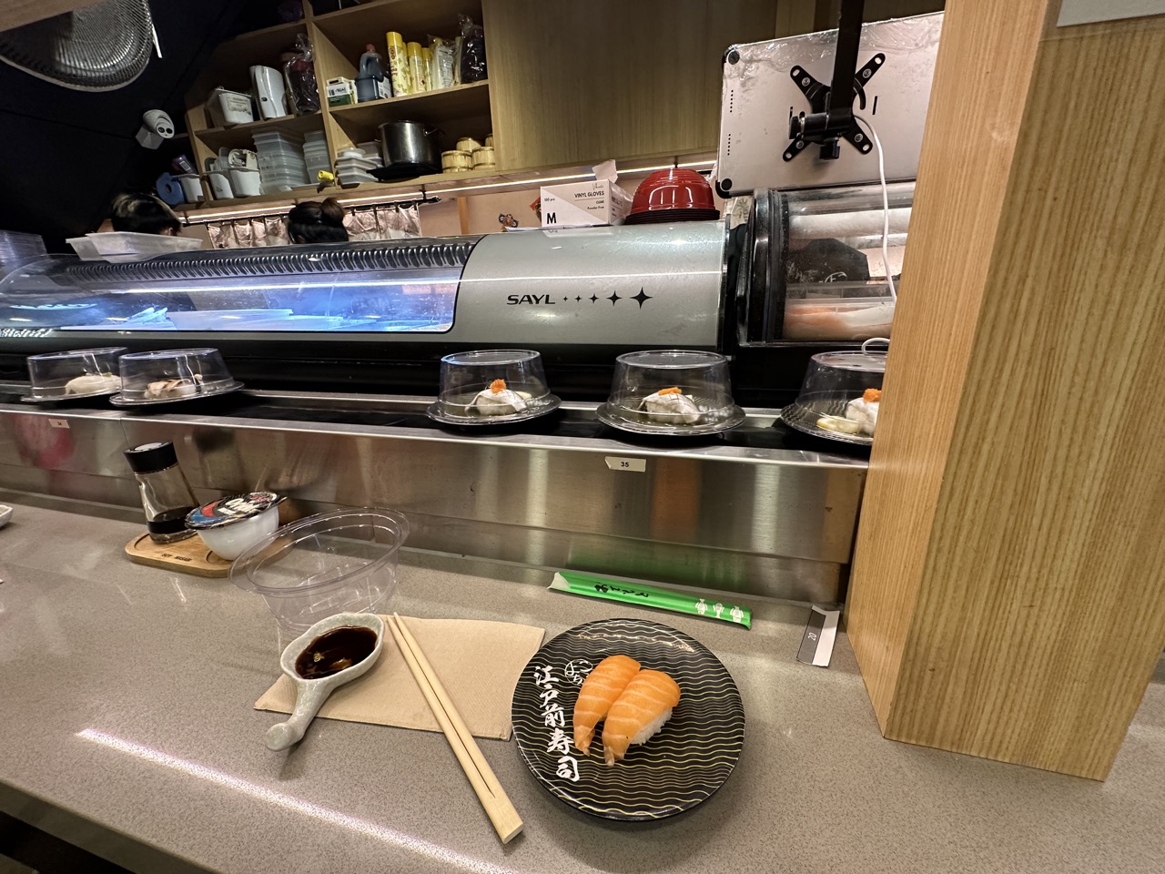 I had conveyor sushi for dinner, since we decided we'd both get sushi for Valentine's day