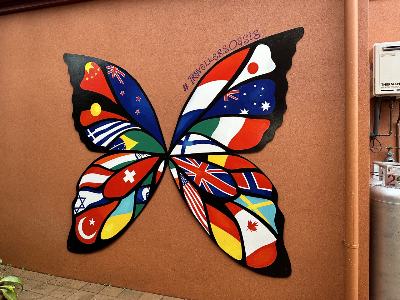 Cool butterfly mural at Traveler's Oasis