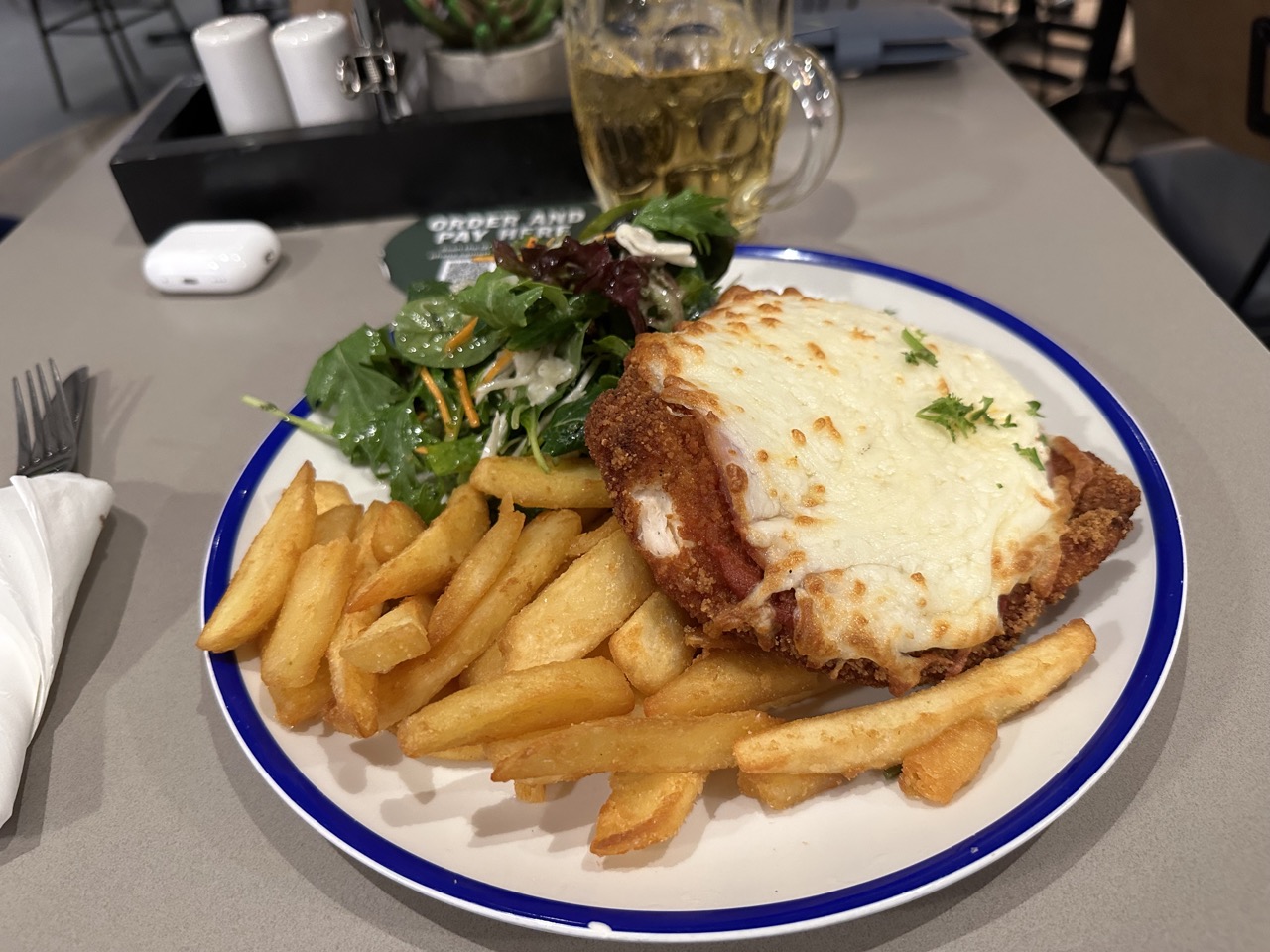 I had a Chicken Parm at the airport, which was just okay. I'm sure the restaurant Wai Chung recommended would have been better