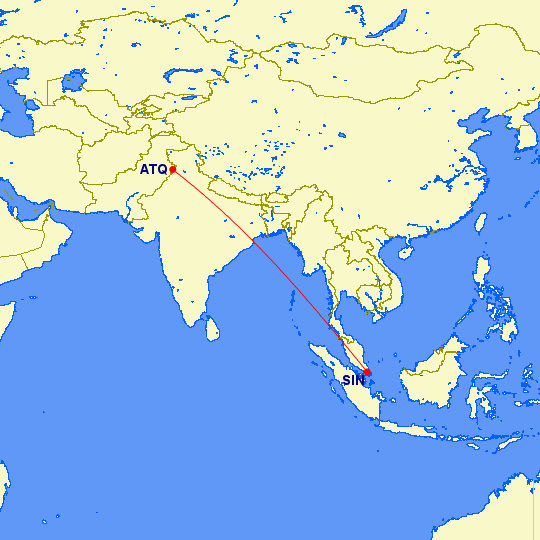 Today's flight from Singapore to Amritsar on Scoot (TR508). It is scheduled for 6h