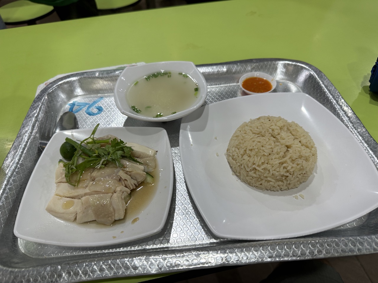 I went to Amoy Street Food Centre to get some chicken rice from a different shop, this one was served with chicken soup too