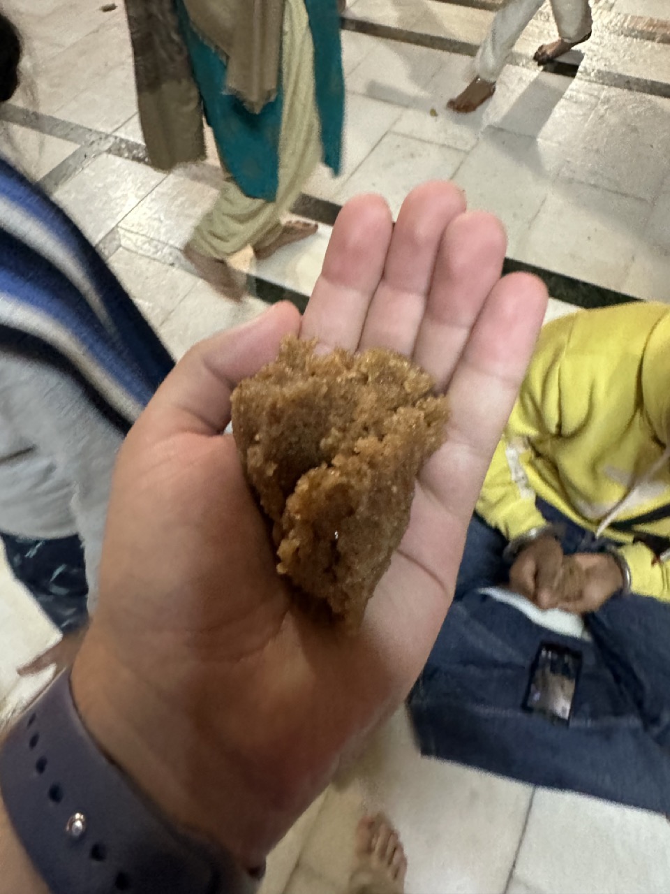 Khada Prasad, a sweet wheat halwa that is served at the Golden Temple