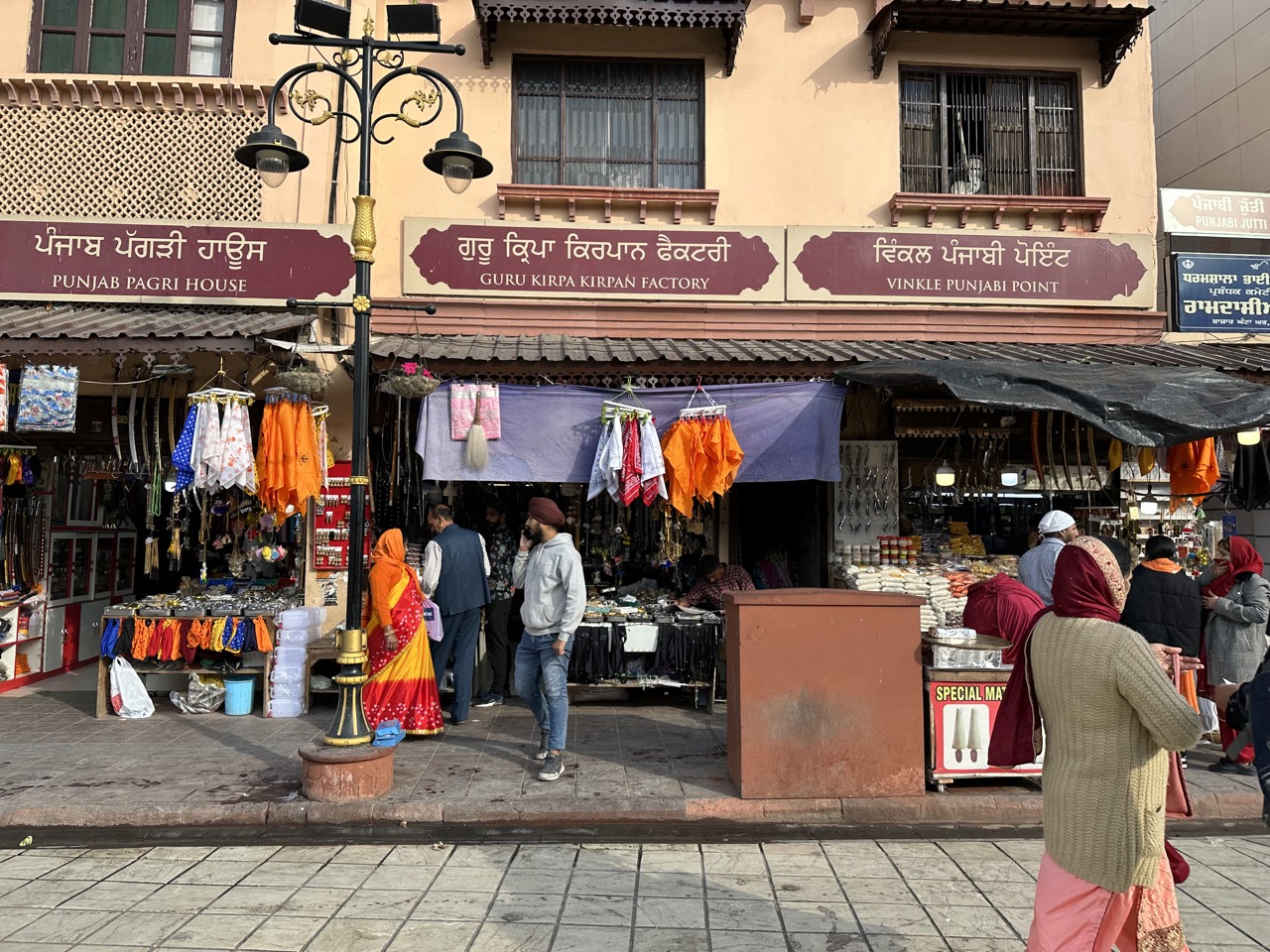 This store is selling kirpan, which are the traditional swords that all Sikh must carry with them