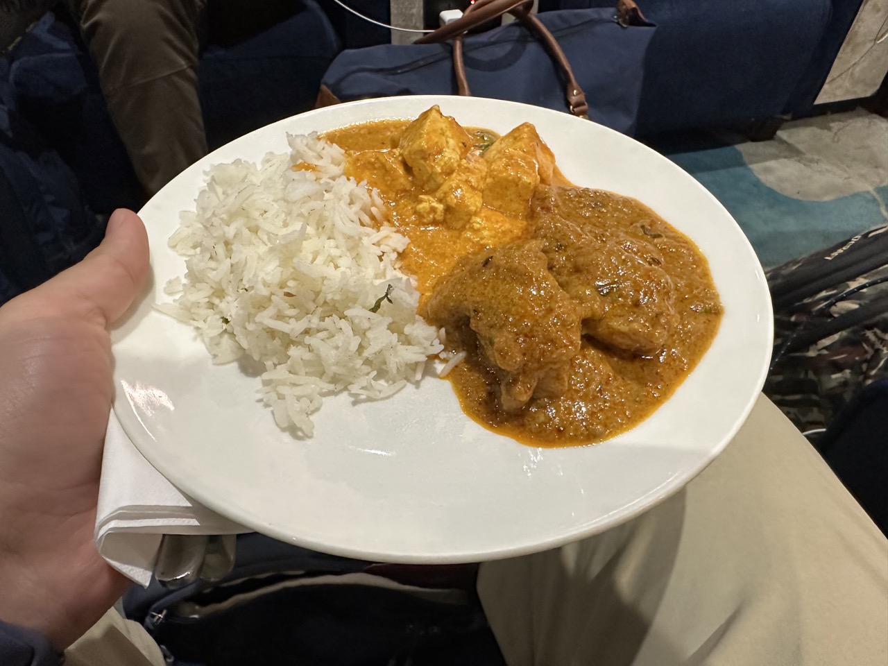 I had a Bengali and a South Indian curry in the lounge