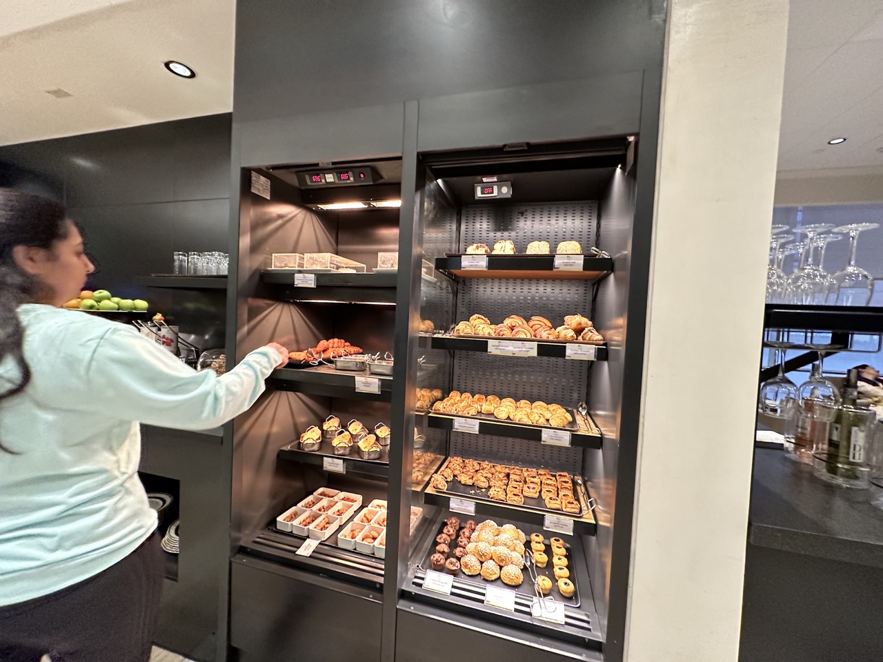 A portion of the breakfast offerings in the DIH Lounge